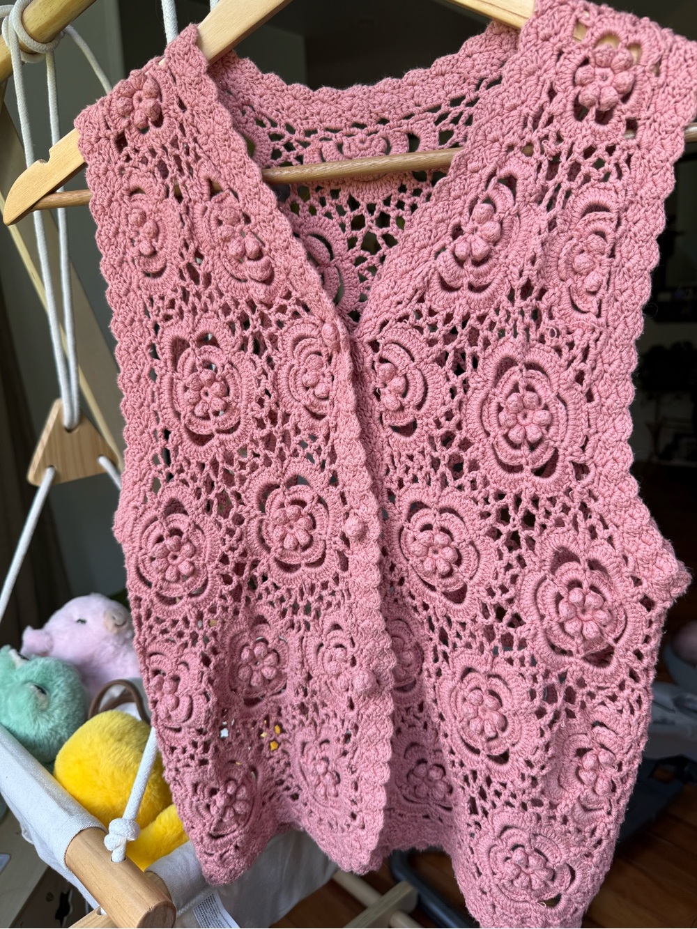 Hand-Crocheted Floral Lace Vest